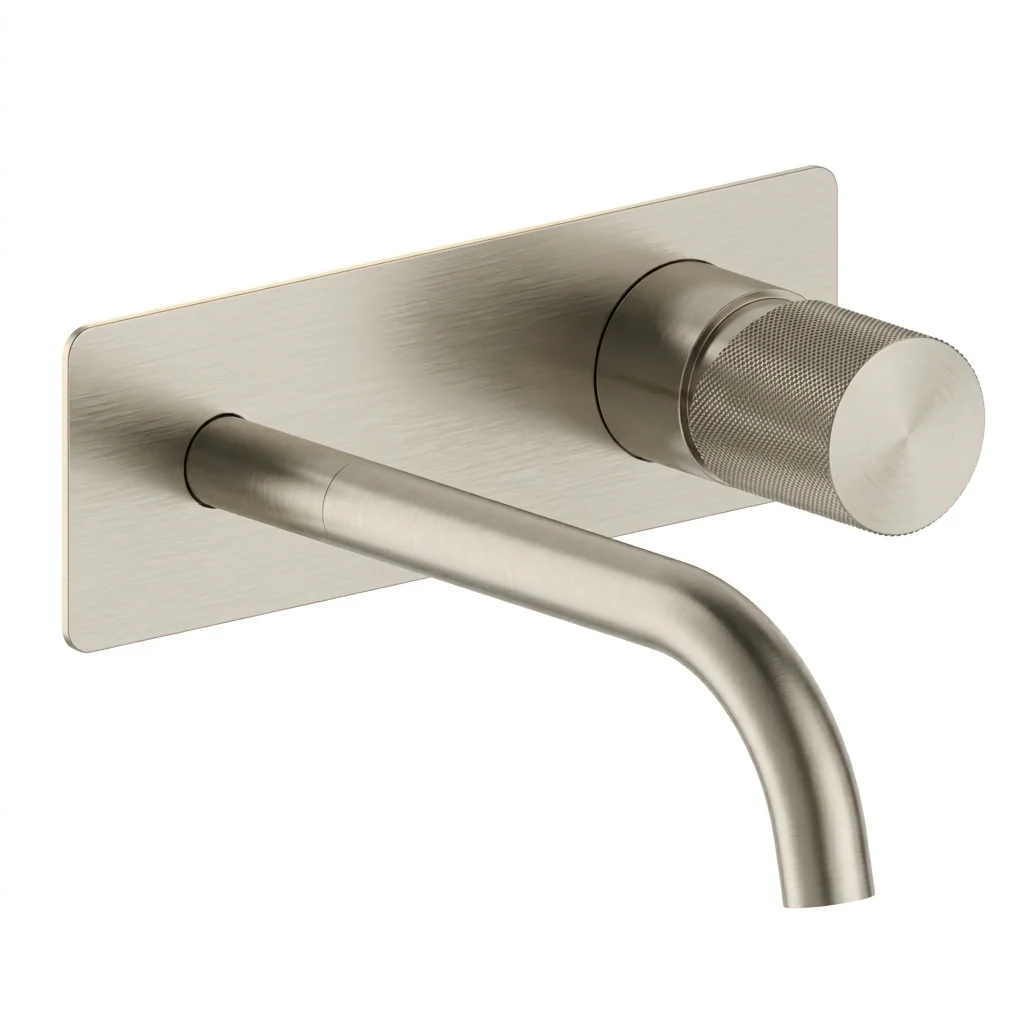 Wall-Mounted Bathroom Faucet in Brushed Nickel